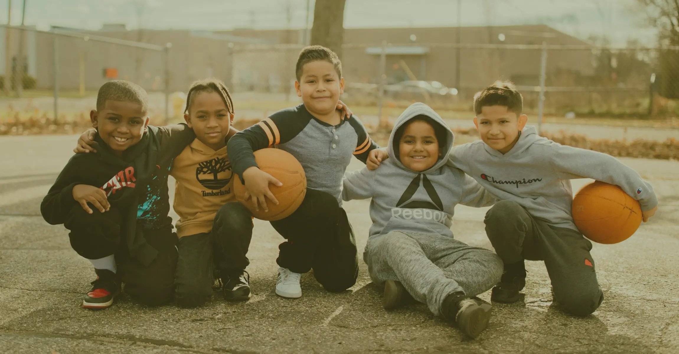 row of children at a school