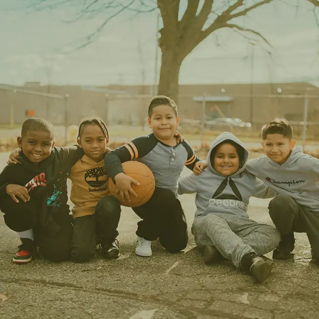 row of children at a school